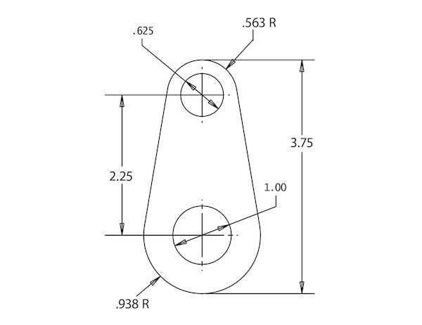 TGCAM0003 - Tailgate Linkage Connecting Plate - 5/8 and 1 Inch Diameter Holes