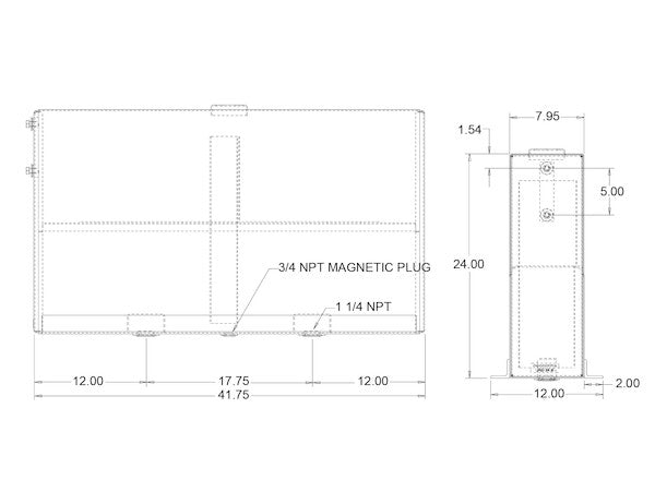 35 Gallon Upright Aluminum Hydraulic Reservoir