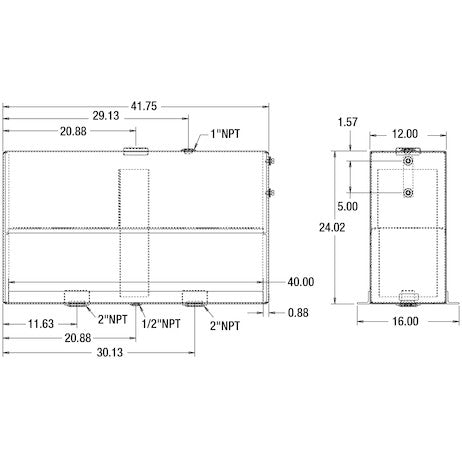 50 Gallon Upright Aluminum Hydraulic Reservoir