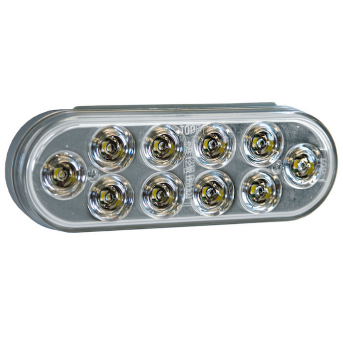 6 Inch Clear Oval Backup Light Kit with 10 LEDs (PL-2 Connection, Includes Grommet and Plug)