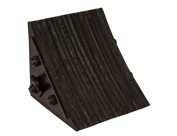 WC0888 - Heavy Duty Rubber Wheel Chock with Retaining Bracket for Chains 8.75x8x8 Inch