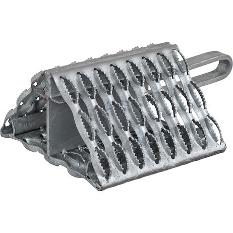 Orange Powder Coated Galvanized Serrated Wheel Chock with Handle 9x10x6 Inch