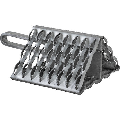 Orange Powder Coated Galvanized Serrated Wheel Chock with Handle 9x10x6 Inch