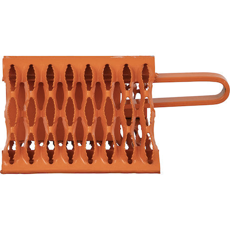 Orange Powder Coated Galvanized Serrated Wheel Chock with Handle 9x10x6 Inch