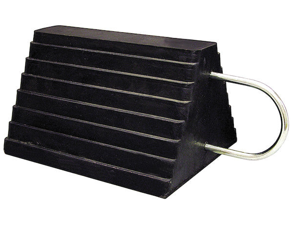 WC1086UWH - Heavy Duty Rubber Wheel Chock with U-Wire Handle 9.63x7.5x5.88 Inch