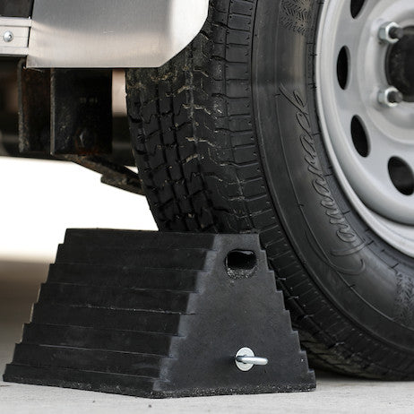 Heavy Duty Rubber Wheel Chock with Chain Eye 10x8x6 Inch