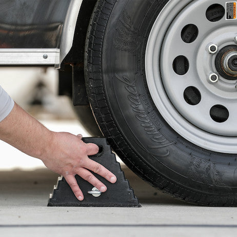 Heavy Duty Rubber Wheel Chock with Chain Eye 10x8x6 Inch