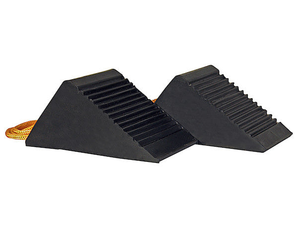WC35225 - Mini Rubber Wheel Chock Set 3x5x2.25 Inch with 3 Foot Rope