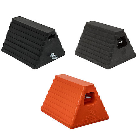 Heavy Duty Rubber Wheel Chock with Chain Eye 10x8x6 Inch