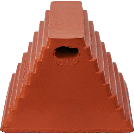 Orange Heavy Duty Rubber Wheel Chock with Recessed Chain Eye 10x8x6 Inch