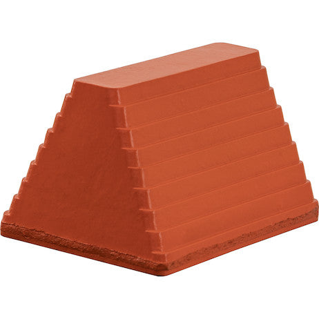 Orange Heavy Duty Rubber Wheel Chock with Recessed Chain Eye 10x8x6 Inch