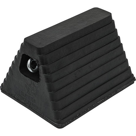 Heavy Duty Rubber Wheel Chock with Recessed Chain Eye 10x8x6 Inch