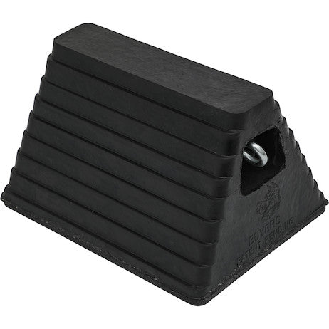 Heavy Duty Rubber Wheel Chock with Recessed Chain Eye 10x8x6 Inch