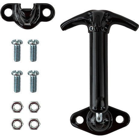Spring-Loaded 90?? Hood Catch with Keeper and Hardware - Black Enamel Finish