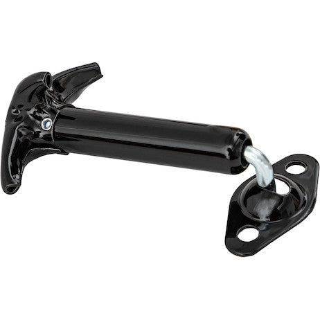 Spring-Loaded 90?? Hood Catch with Keeper and Hardware - Black Enamel Finish