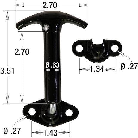 Spring-Loaded 90?? Hood Catch with Keeper and Hardware - Black Enamel Finish