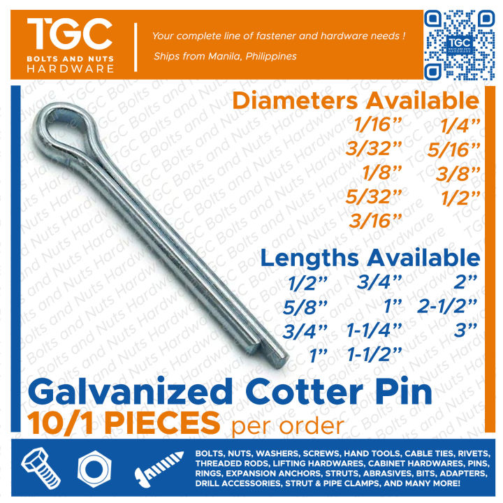 3/16 Inch Diameter Zinc Cotter Pin Replacement