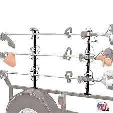 4-Position Channel Style Lockable Trimmer Rack for Open Landscape Trailers