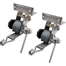 1-1/2 Inch x 7 Foot Stainless Steel Ladder Rack Ratchet Tie Down Angle Mount with Double J Hooks