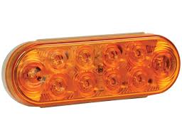 6 Inch Amber Oval Turn Signal Light Kit with 10 LEDs (PL-3 Connection, Includes Grommet and Plug)