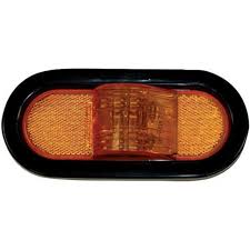 6 Inch Amber Oval Mid-Turn Signal-Side Marker Light Kit with 9 LEDs (PL-3 Connection, Includes Grommet and Plug)