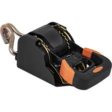 Spring Retracting Ratchet Tie Down with Double J-Hook