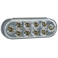 6 Inch Clear Oval Backup Light Kit with 6 LEDs (PL-2 Connection, Includes Grommet and Plug)
