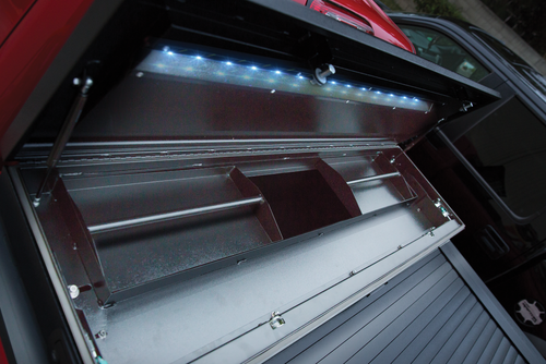AX-604 - Truck Covers USA Built-In LED Toolbox Cargo Light Strip & Angled Shield for American Work Cover